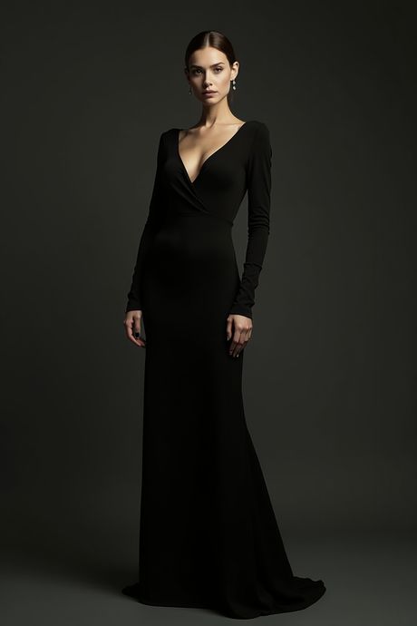 Vestido largo, todo en negro
